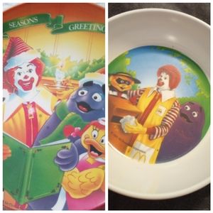 Vintage 1995 McDonald's holiday character plate and non‎ holiday bowl